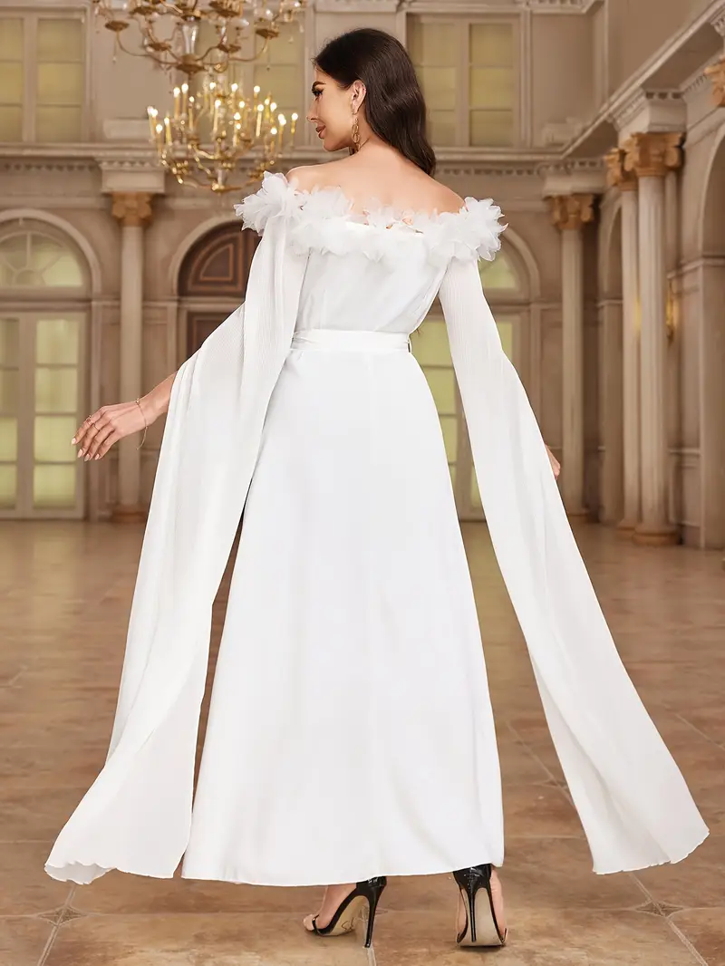 haljina s jednobojnim off shoulder krojem elegantna haljina